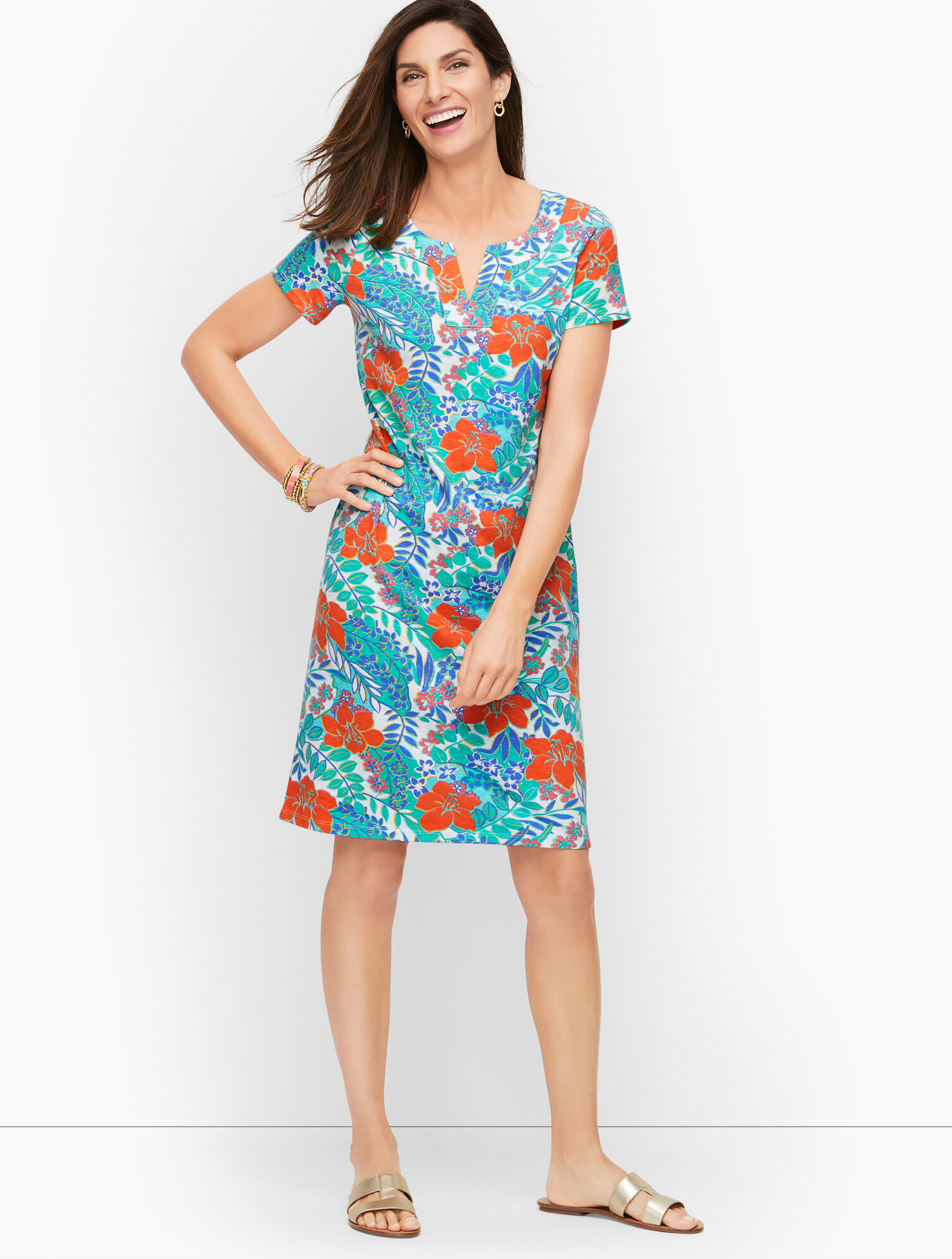 Knit Shift Dress - Trailing Hibiscus | Talbots