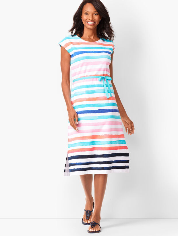 Painterly-Stripe Midi Dress | Talbots