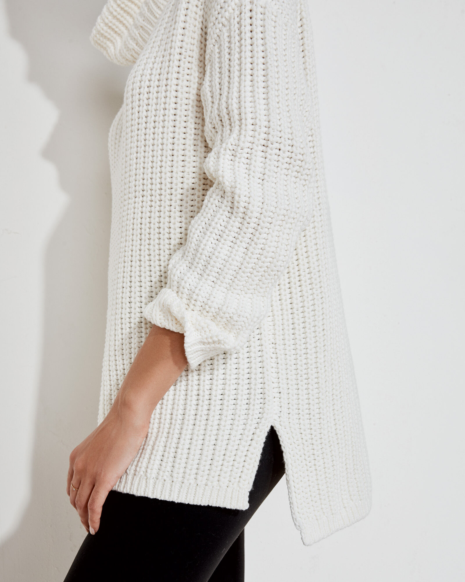 Funnel Neck Cotton Sweater