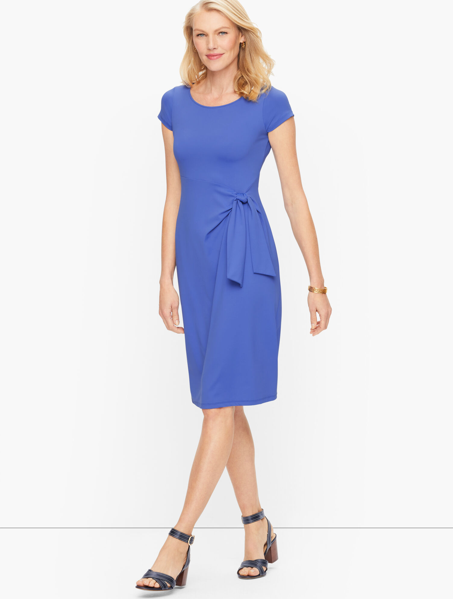 Jersey Tie Front Sheath Dress - Solid | Talbots