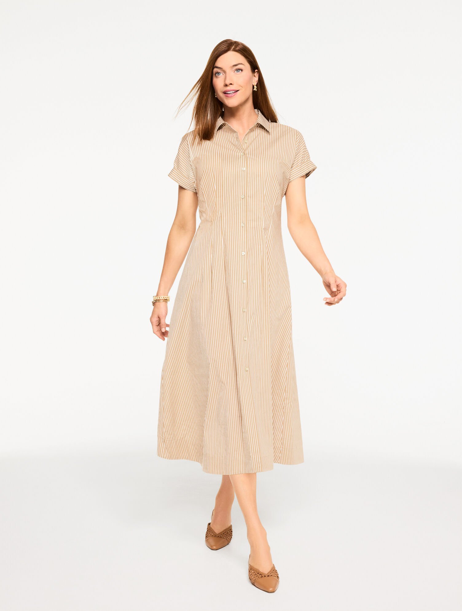 Modern Poplin Shirtdress - Willow Stripe