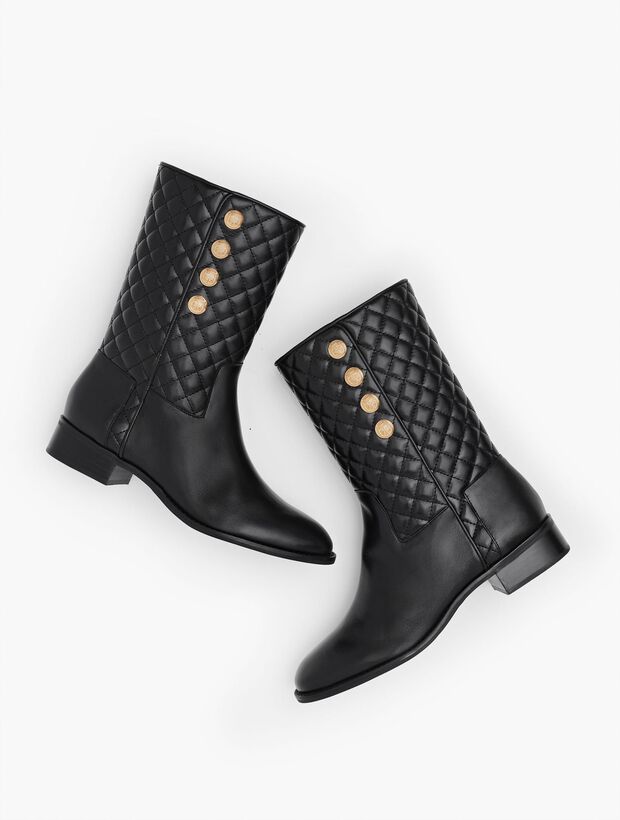 Tish Quilted Mid-Calf Boots - Nappa