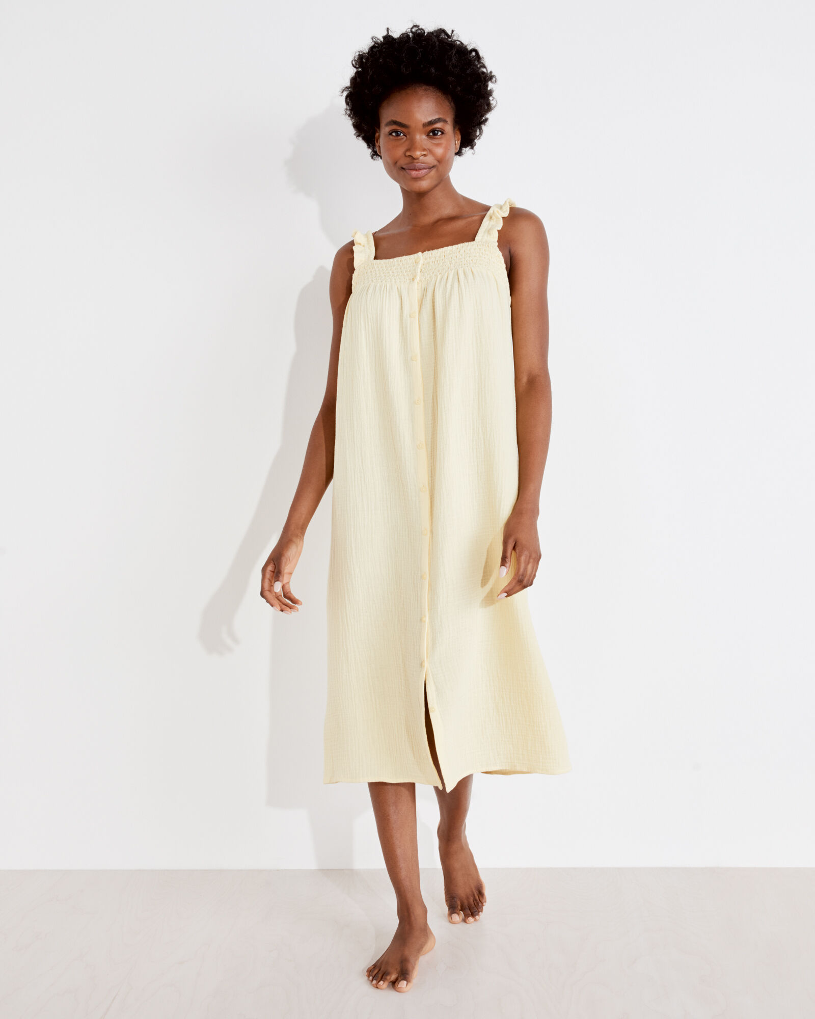 Organic Cotton Gauze Smocked Sleep Dress