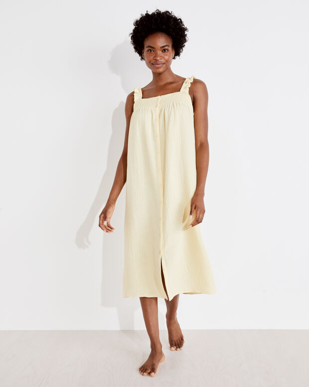 Organic Cotton Gauze Smocked Sleep Dress