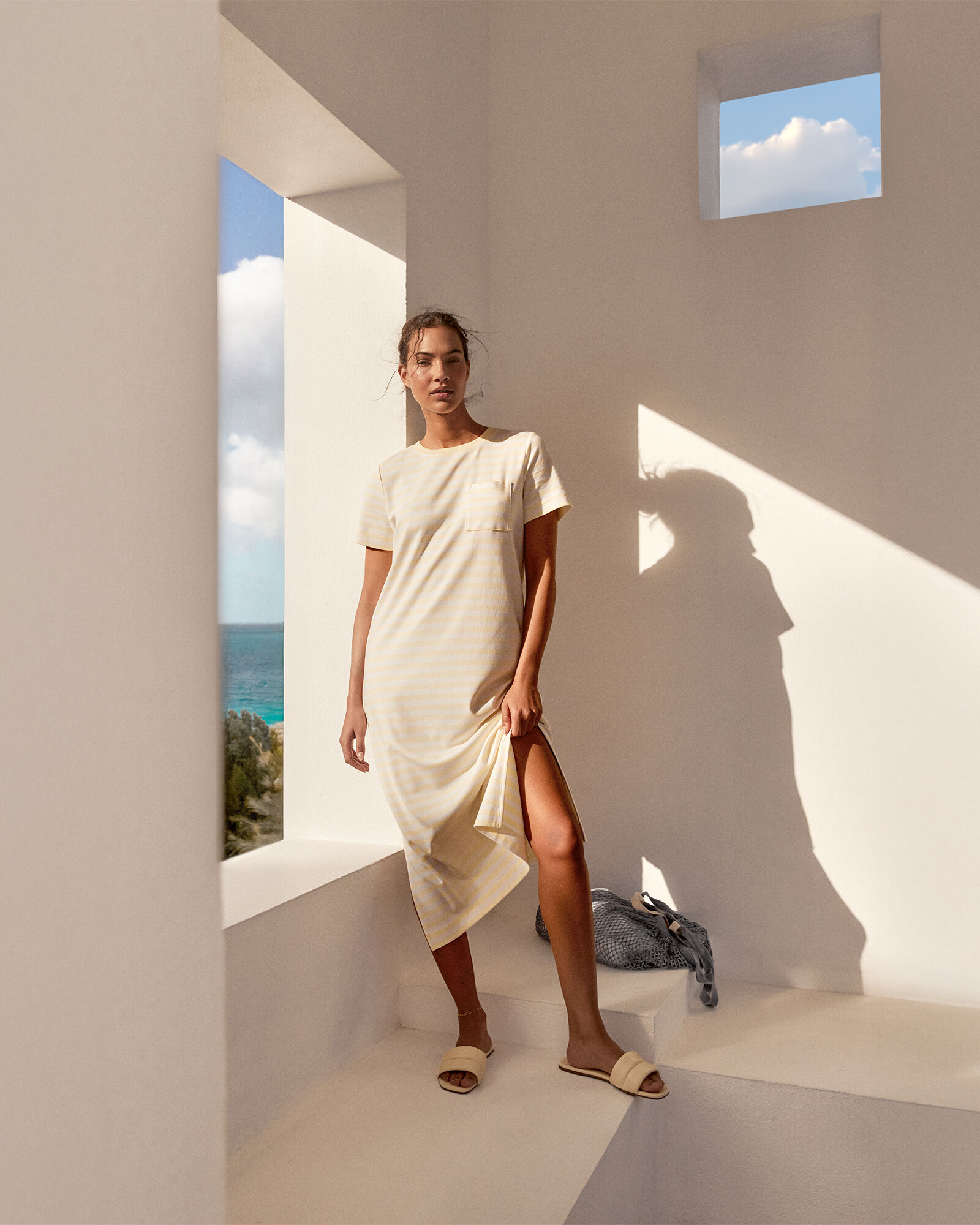 Organic Cotton Interlock Stripe T-Shirt Dress