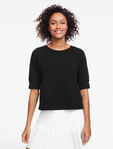 Elbow Sleeve Pique Crewneck Tee