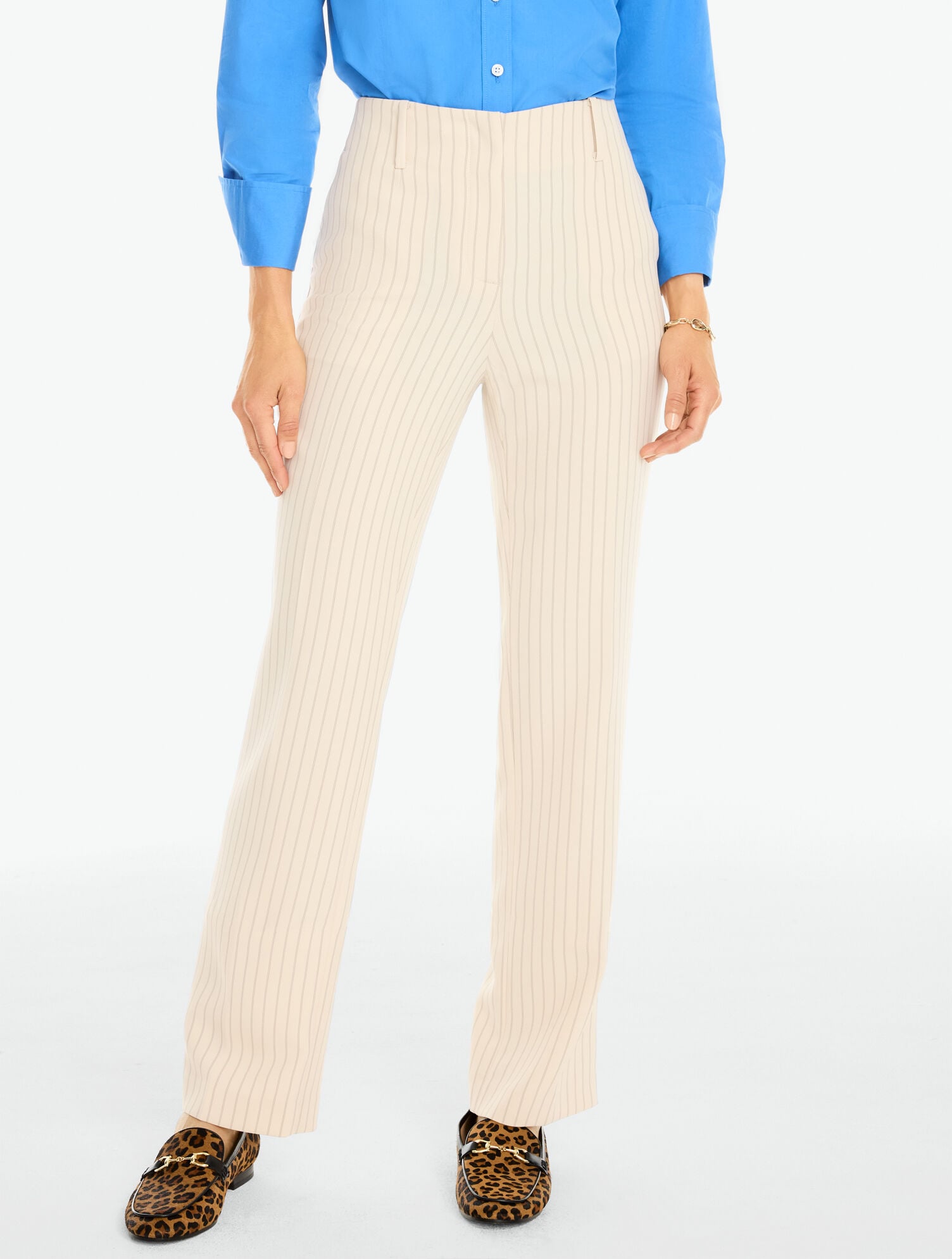 Talbots Southampton Tailored Stretch Straight Leg Pants - Double Stripe