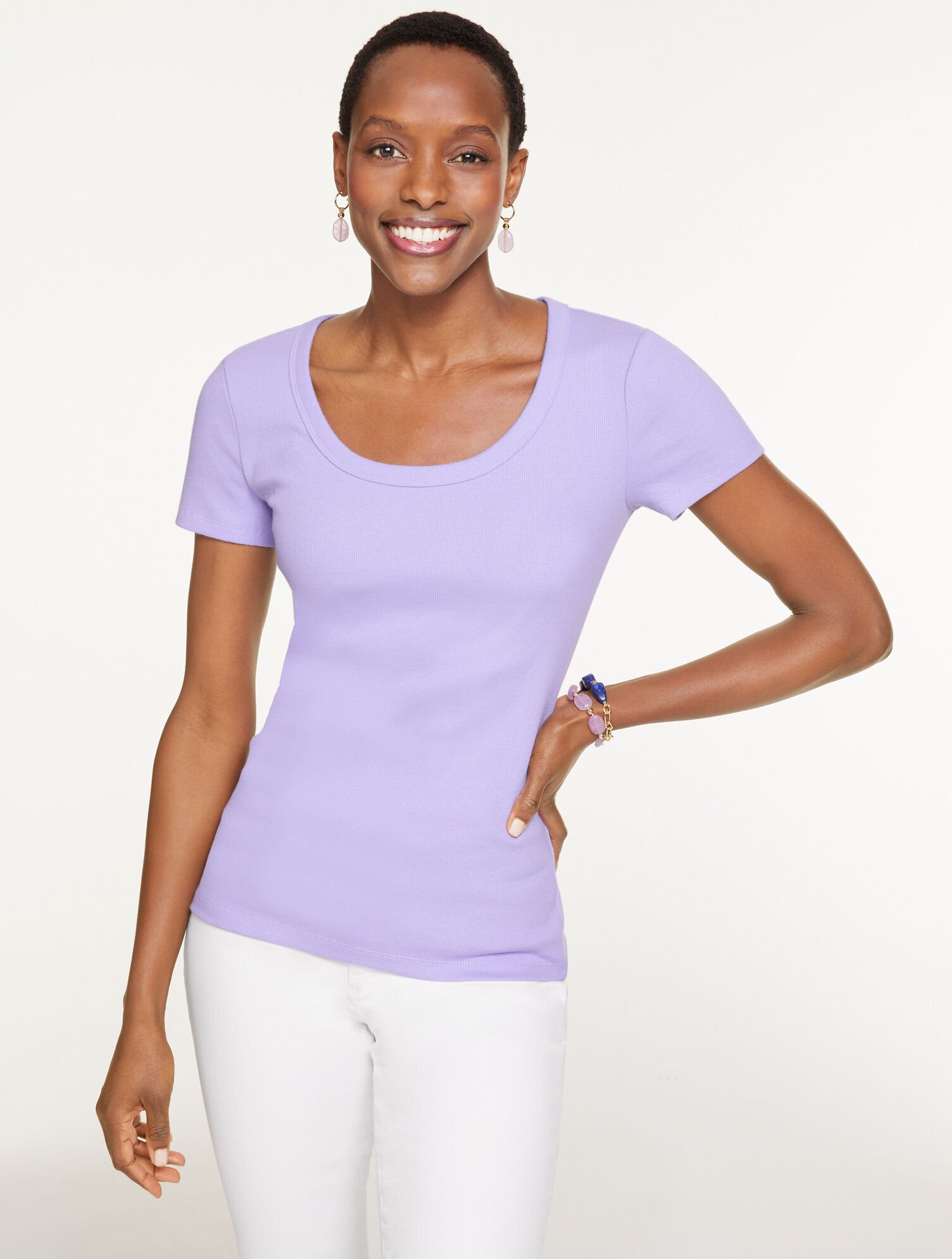 Ribbed Scoop Neck Tee