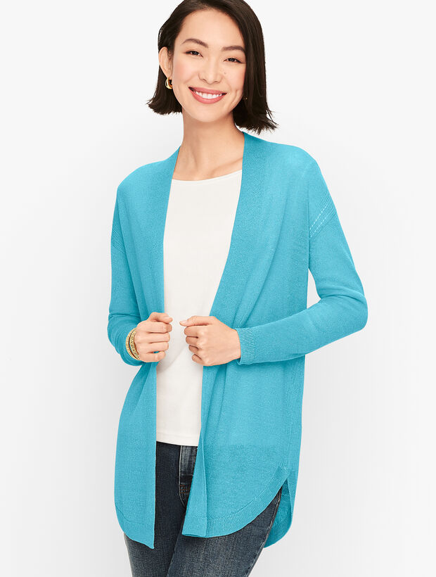 Pointelle Open Front Cardigan