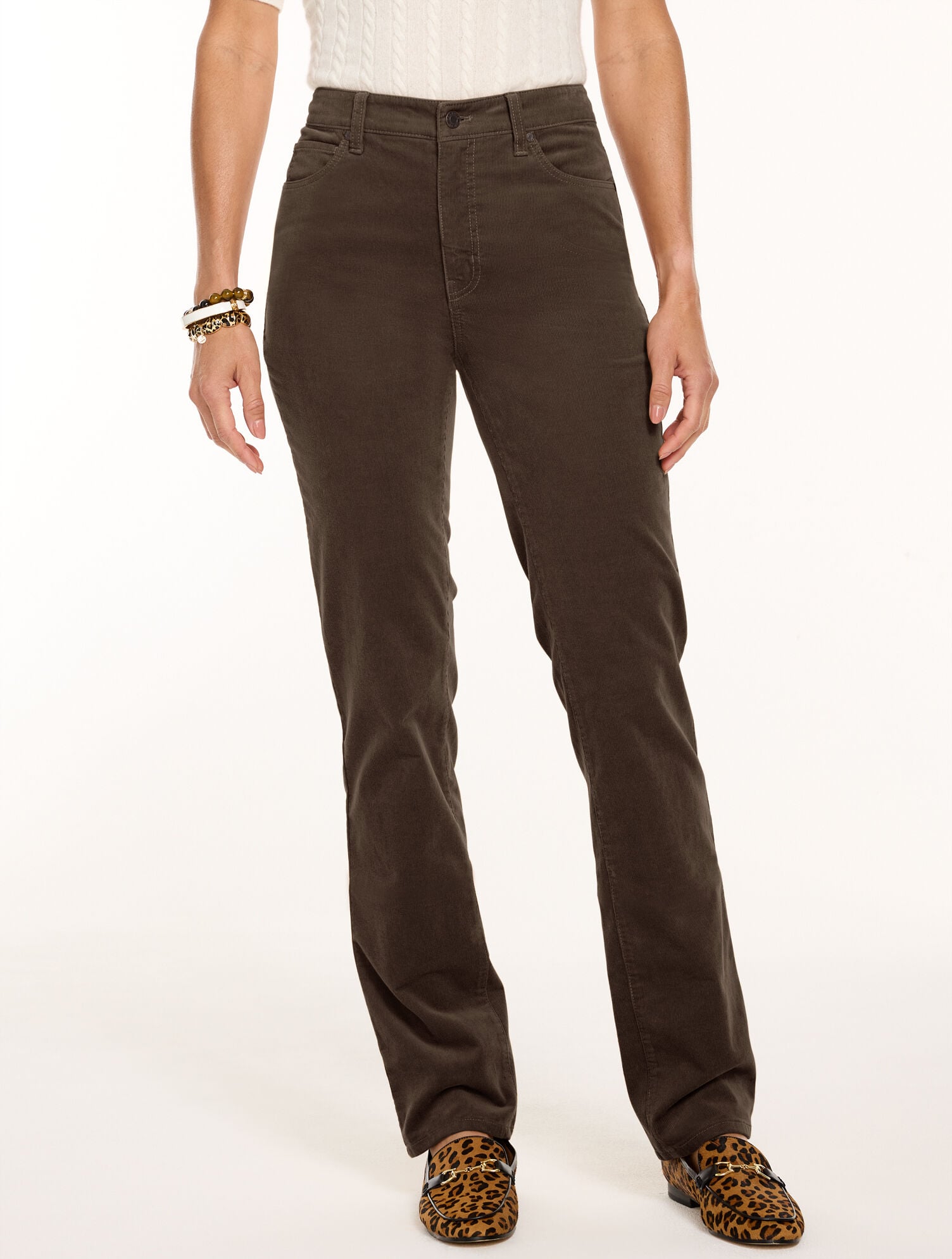 Stretch Corduroy Straight Leg Pants - Curvy Fit