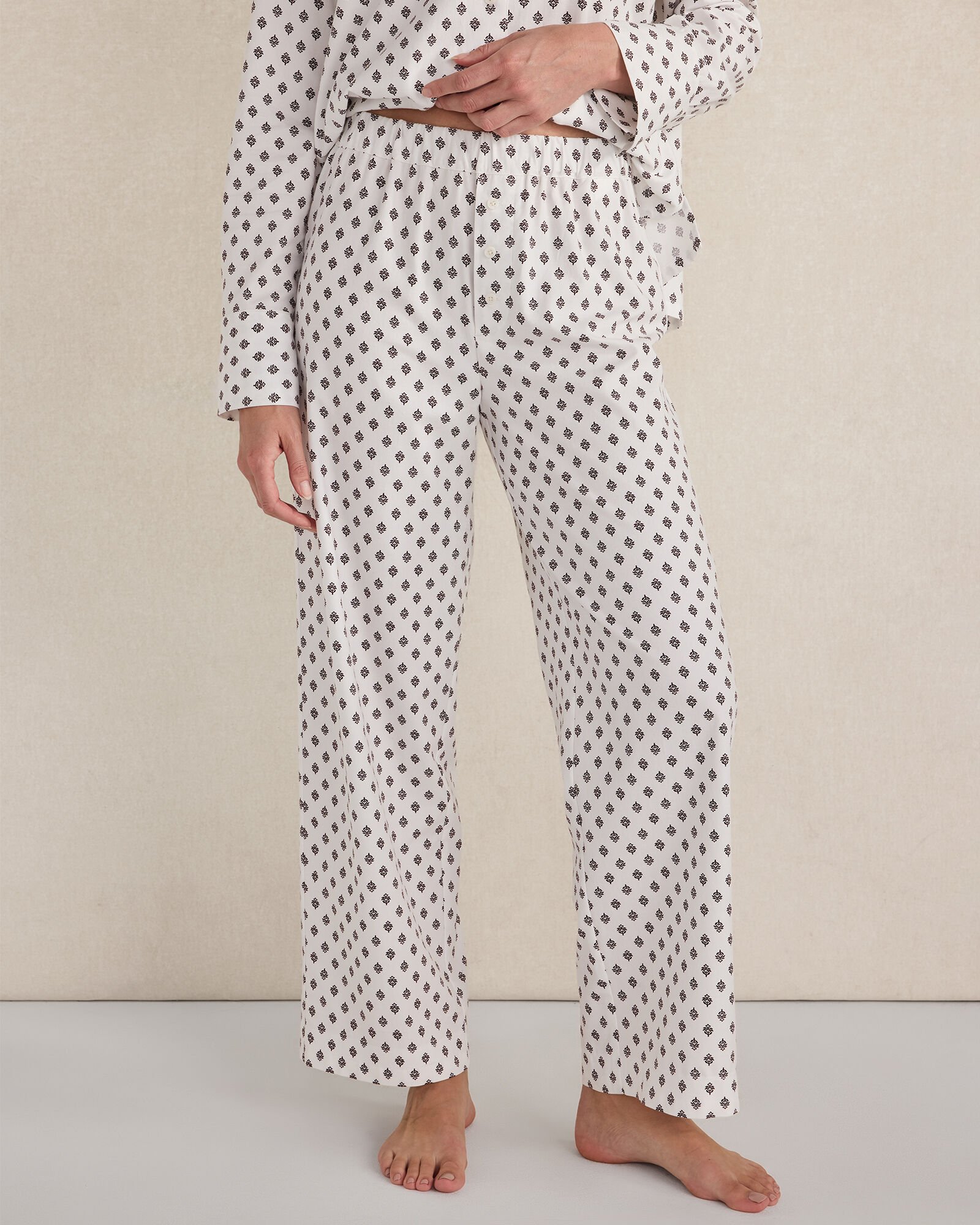 Organic Cotton Blend Floral Tile Pajama Pants