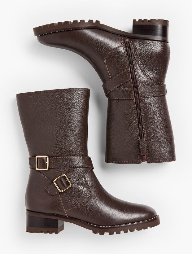 Tish Double-Strap Leather Boots