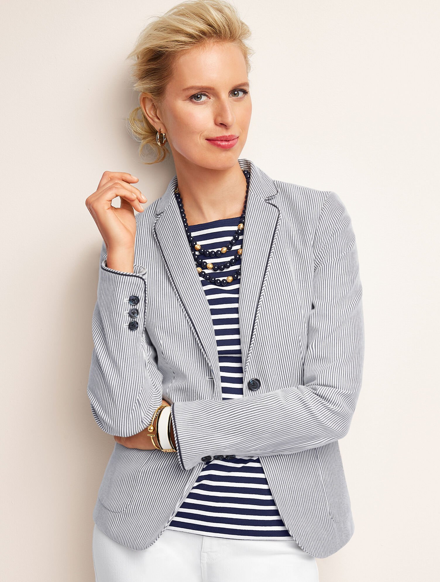 Stripe Piped Blazer