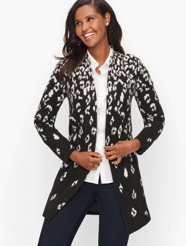 Open Front Cardigan - Leopard Print
