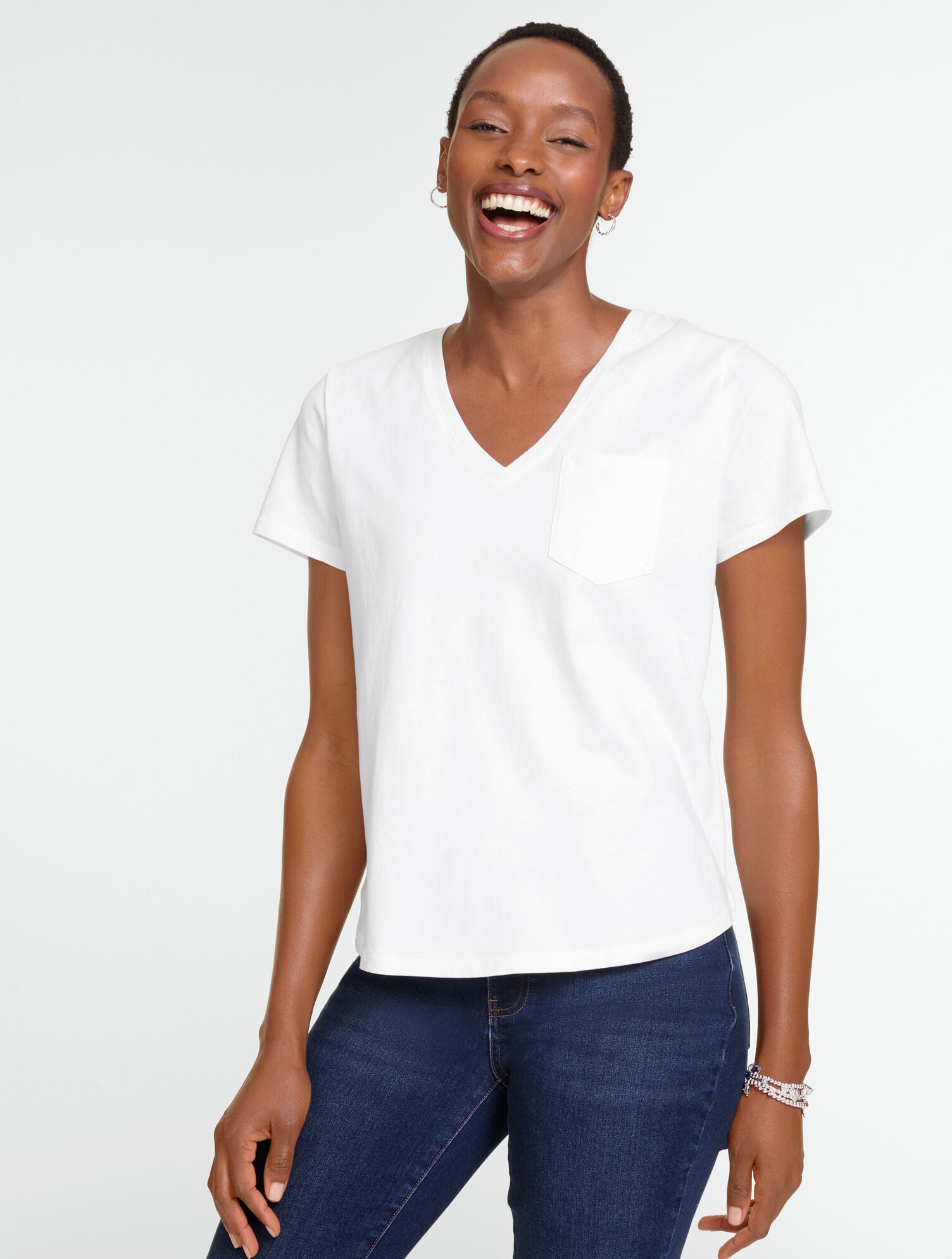 Patch Pocket Short Sleeve V-Neck Tee