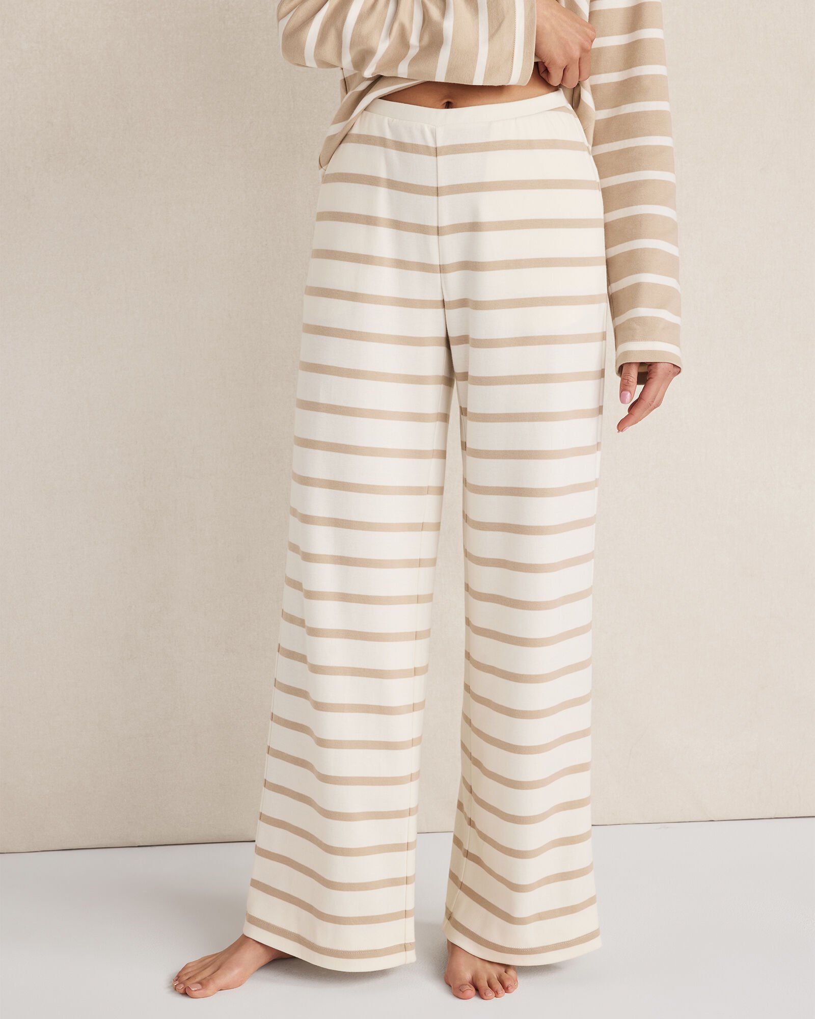 Brushed Cotton Interlock Stripe Pants