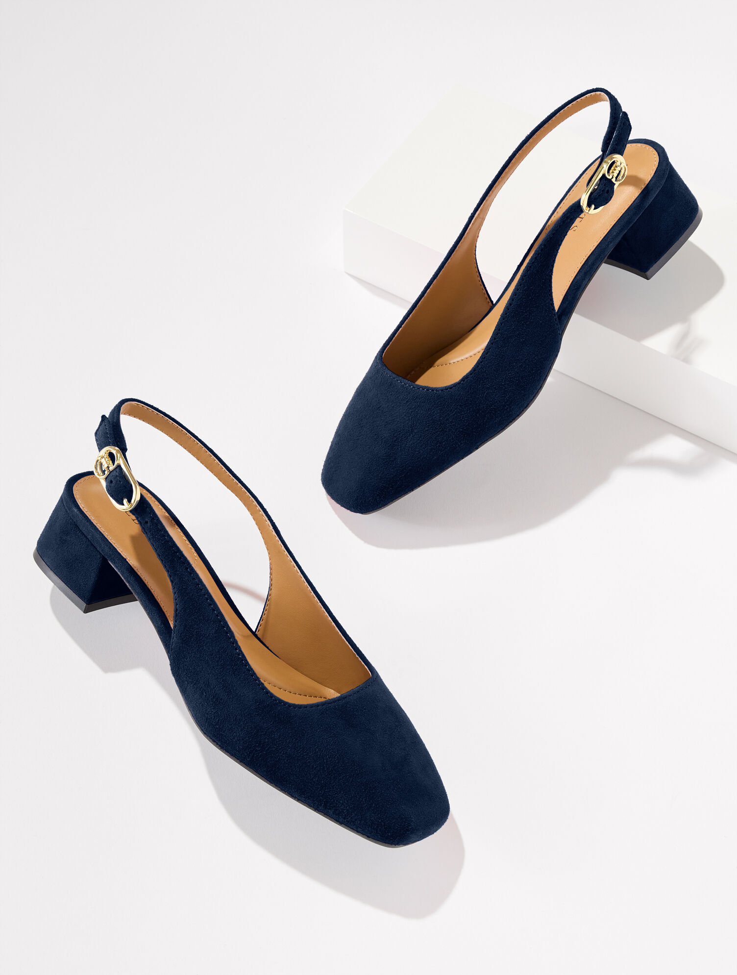 Eliana Slingback Block Heel Pumps - Suede