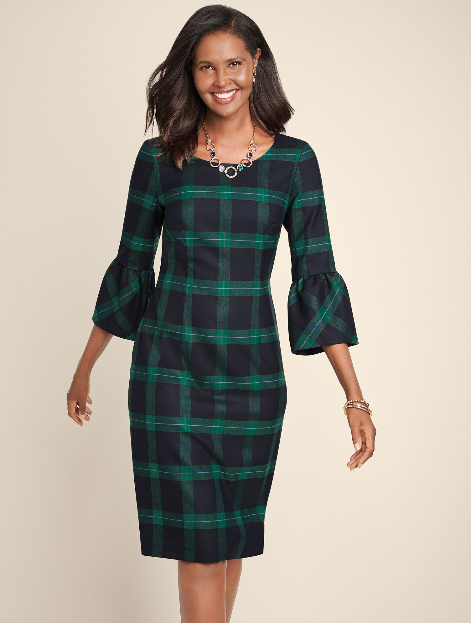 Black Watch Plaid Shift Dress