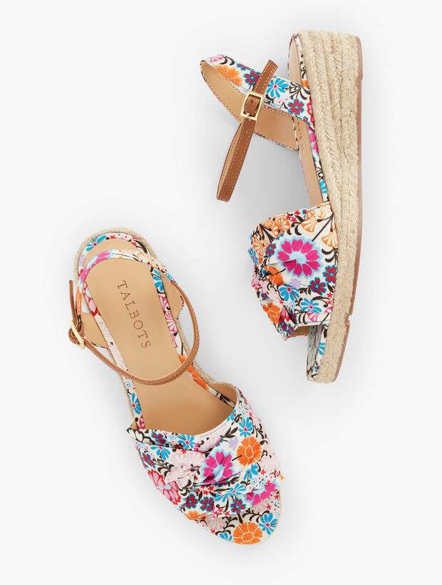 Pamela Twist Floral Tile Espadrille Wedges