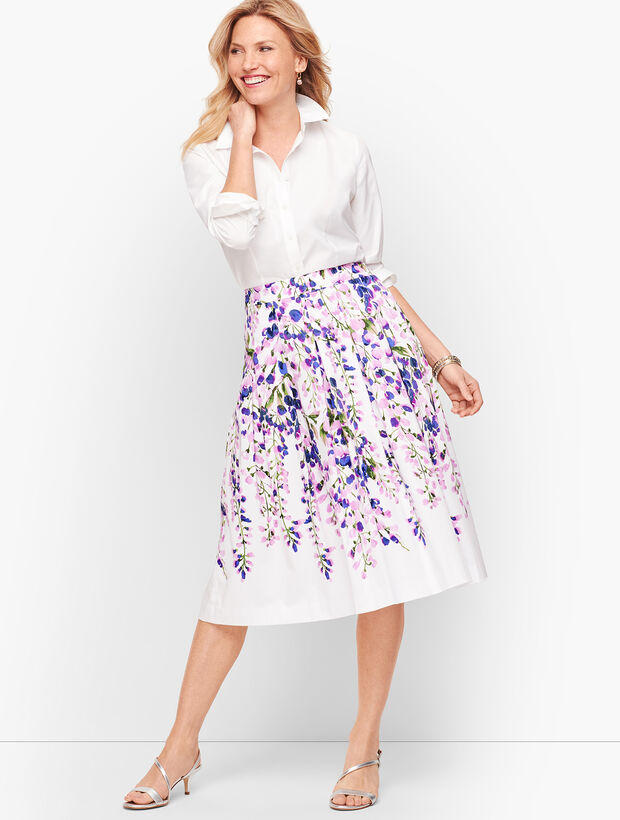 Wisteria Print Midi Skirt