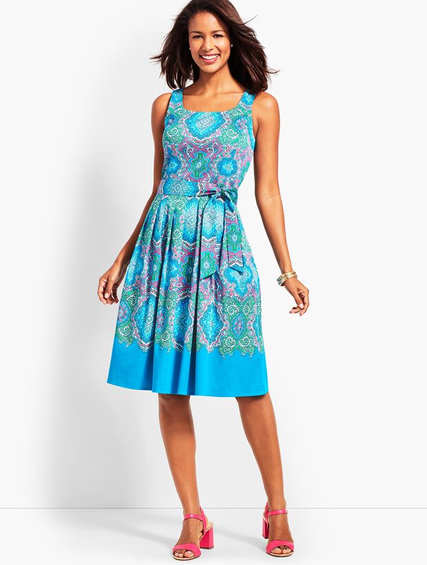 Retro Paisley Fit-and-Flare Dress