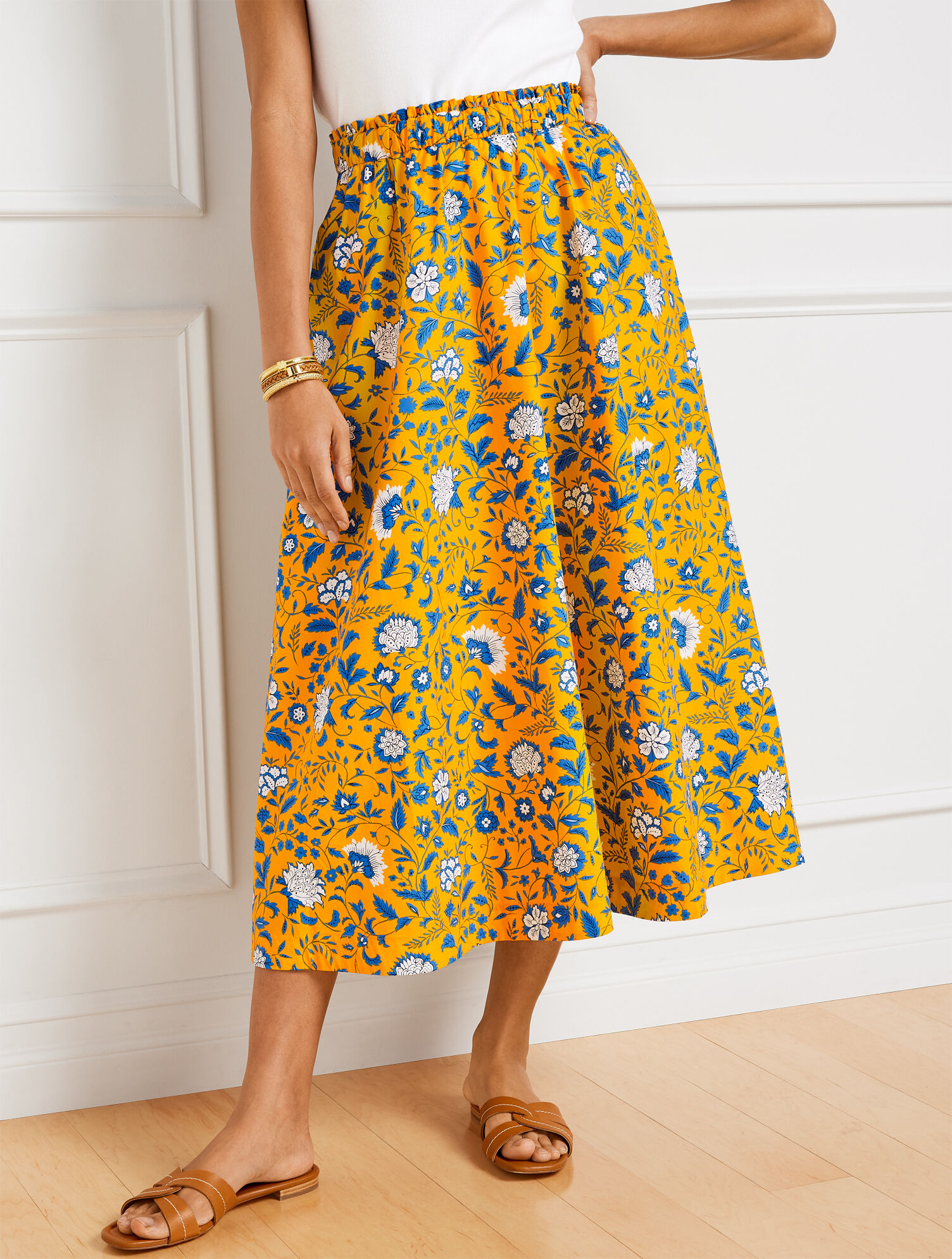 Fabulous Floral Poplin Midi Skirt