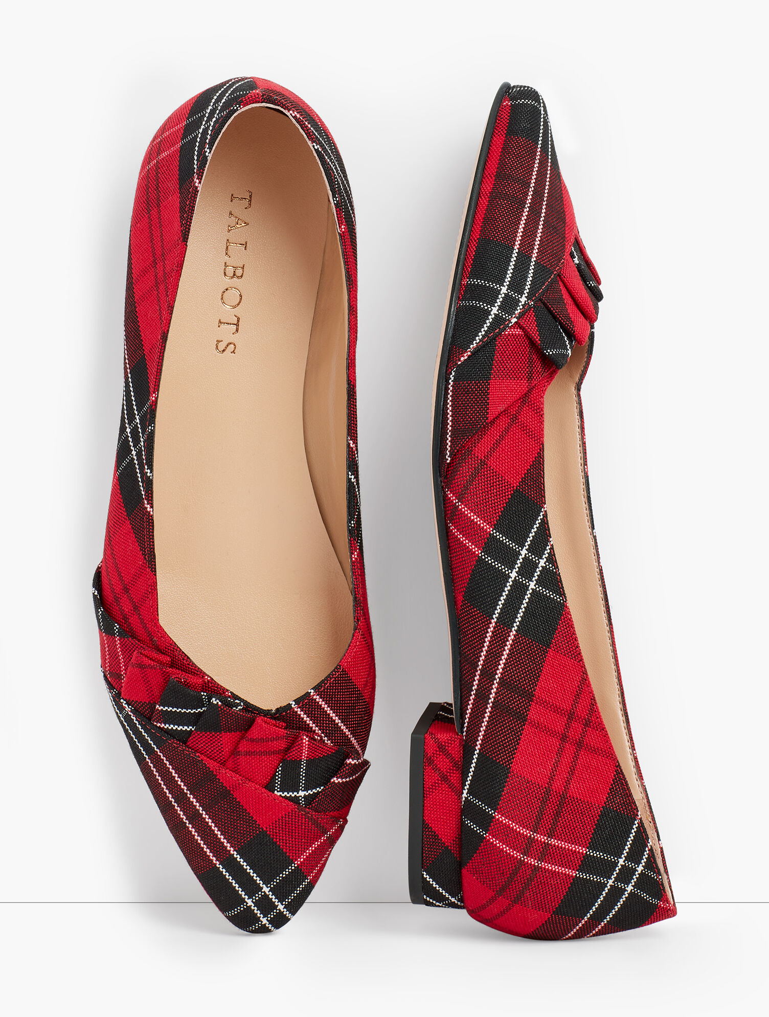 Edison Pleated Flats - Plaid