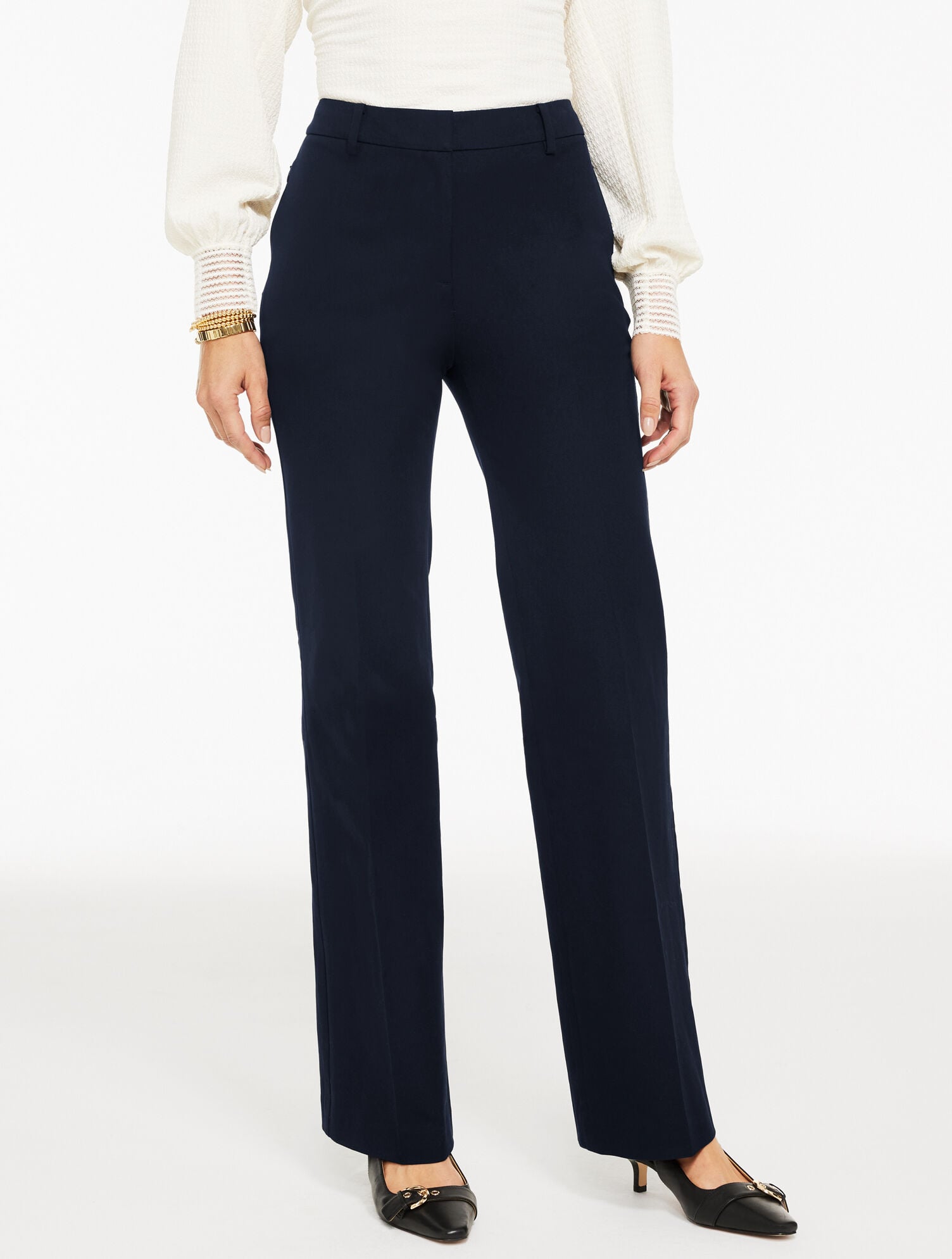 white christmas dresses High-Waisted Bootcut Leggings with Pockets – Women's Flared Dress Pants –  G4Free main image 1