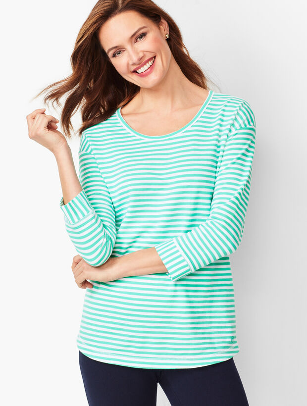 Crisscross Three-Quarter-Sleeve Tee - Stripe