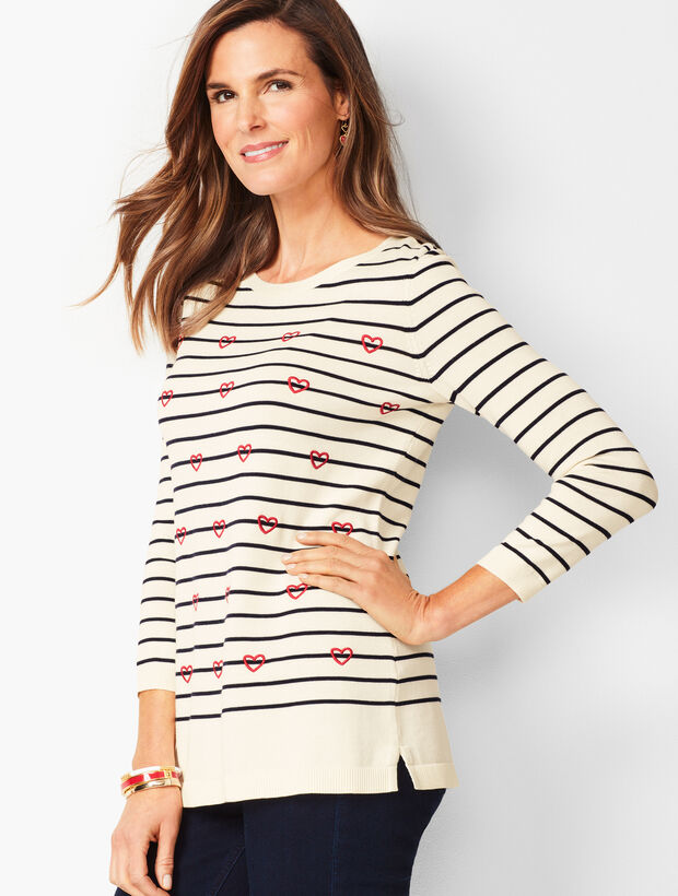 Hearts &amp; Stripes Crewneck Sweater