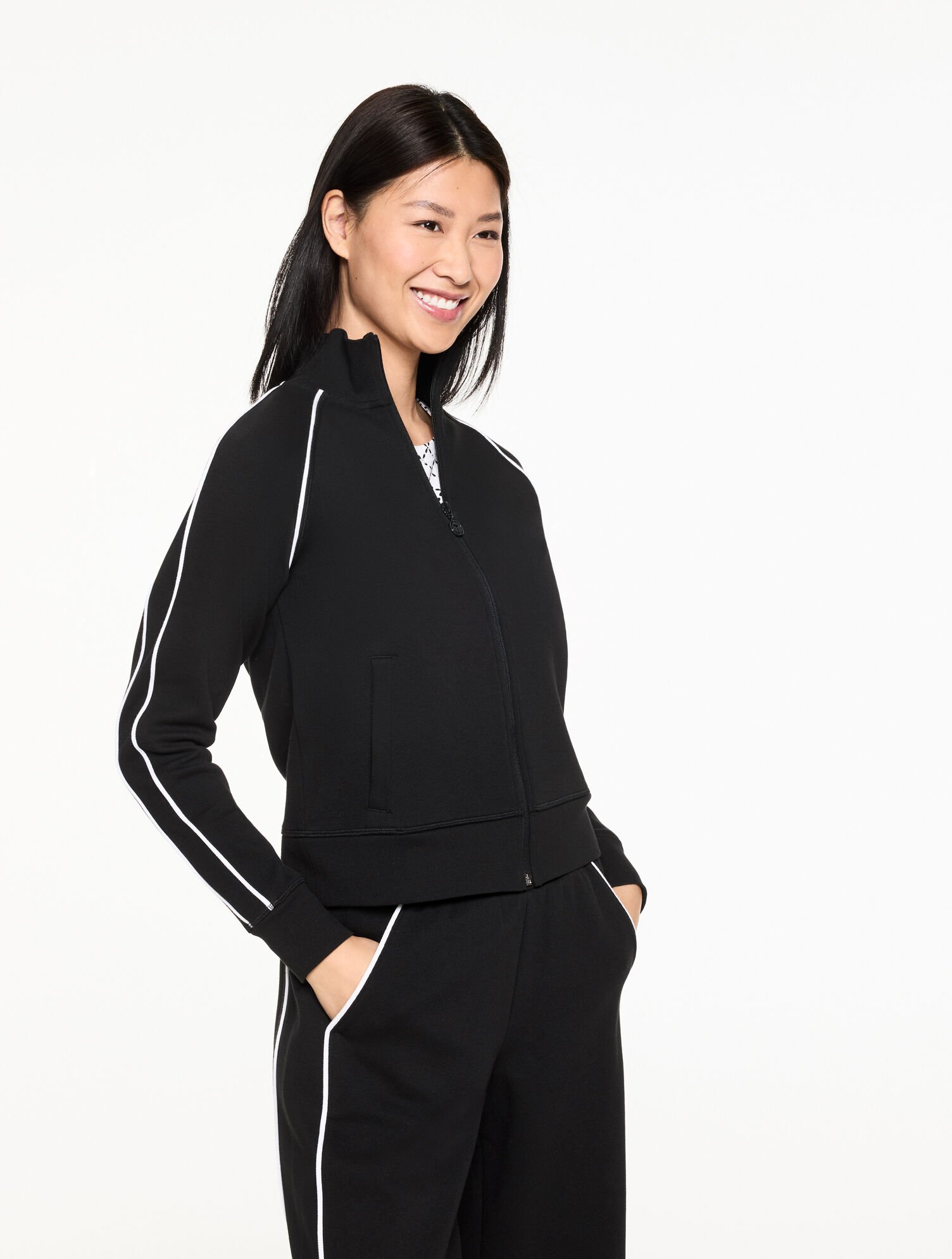 Piqu&eacute; Full-Zip Jacket - Piped