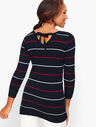 Double V Tie Back Sweater - Stripe