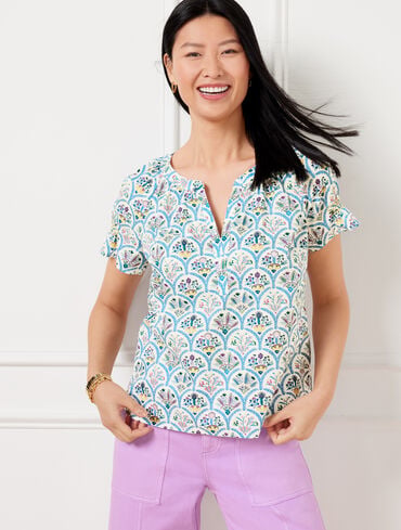 Scalloped Floral Top