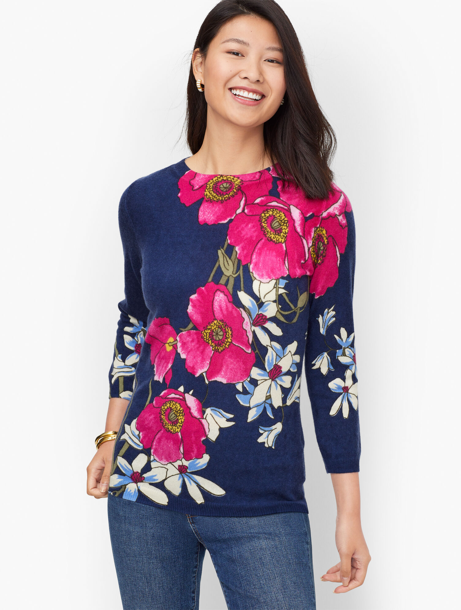 Audrey Cashmere Sweater - Elegant Floral