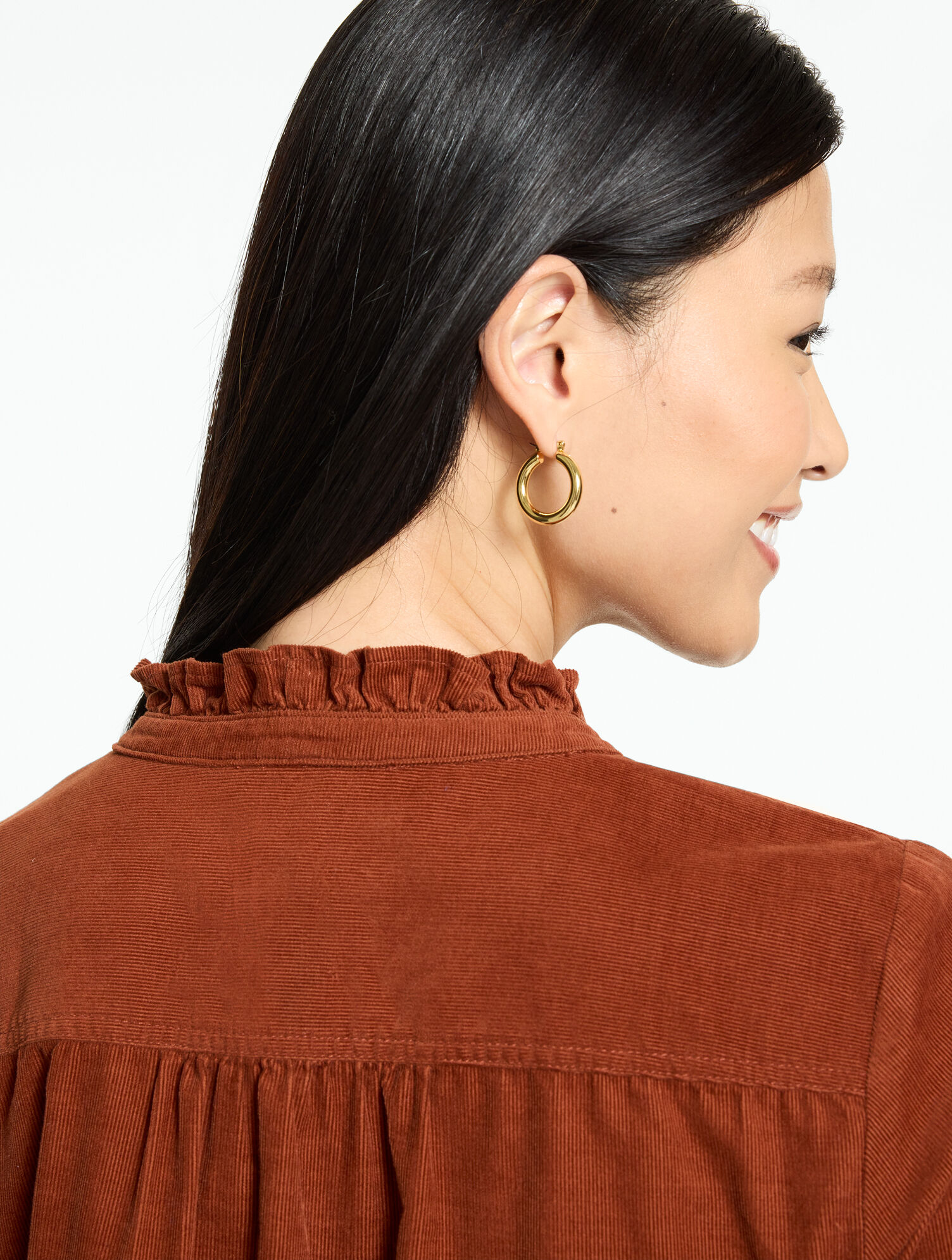 Ruffle Neck Corduroy Top - thumbnail 3