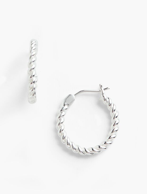 Rope Hoop Earrings - Sterling Silver