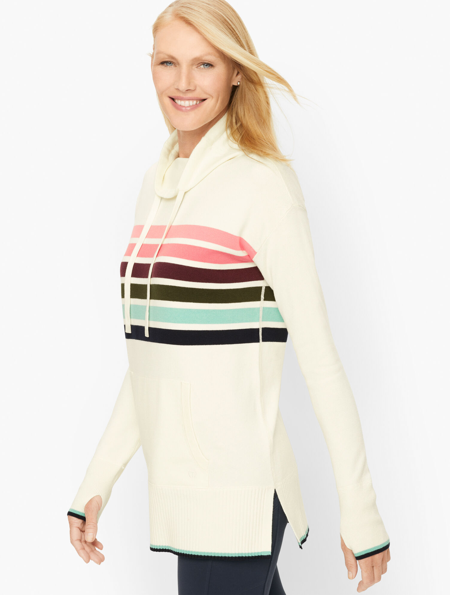 Cowlneck Stripe Tunic Sweater Talbots