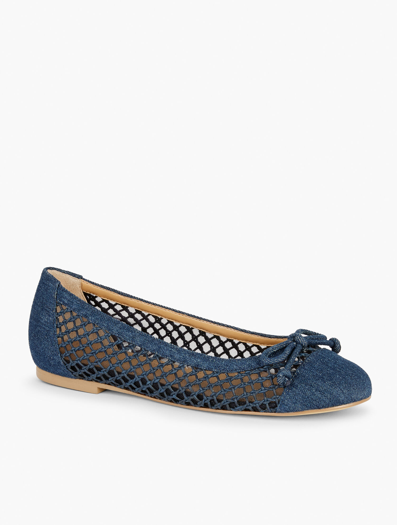 Blair Cap Toe Woven Ballet Flats - Denim
