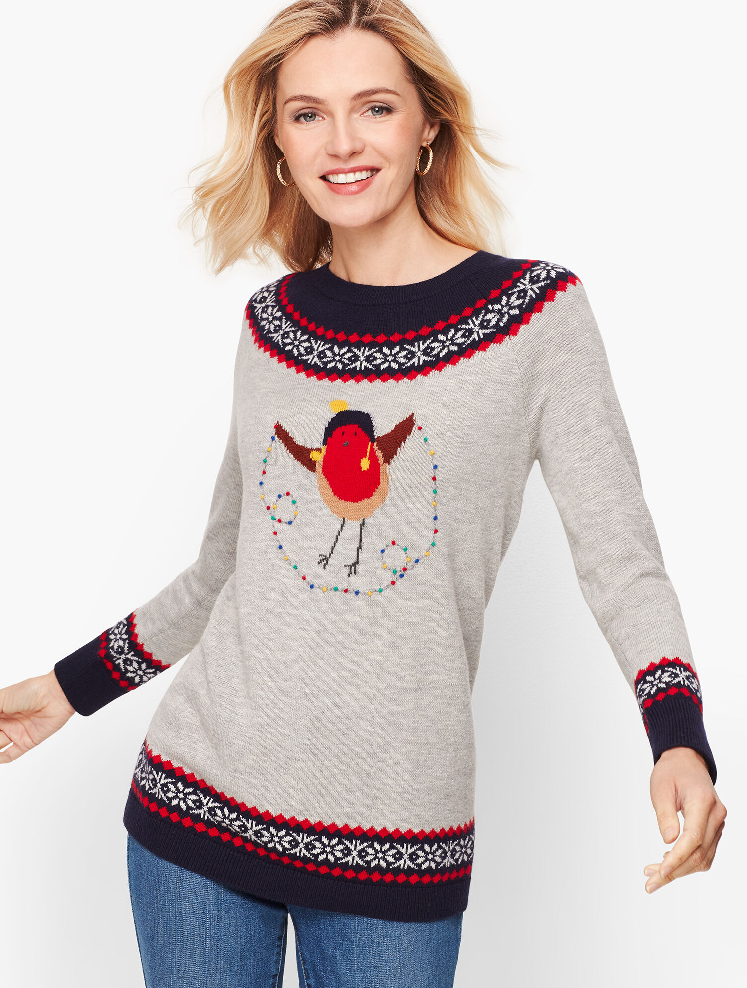 Holiday Bird Fair Isle Sweater Talbots