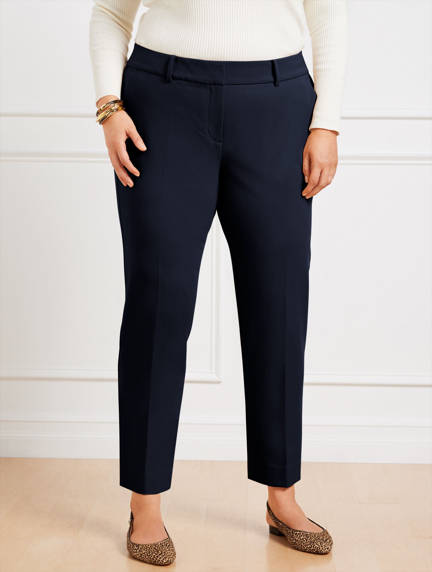 Talbots Hampshire Lightweight Double Cloth Straight Ankle Pant - Curvy Fit