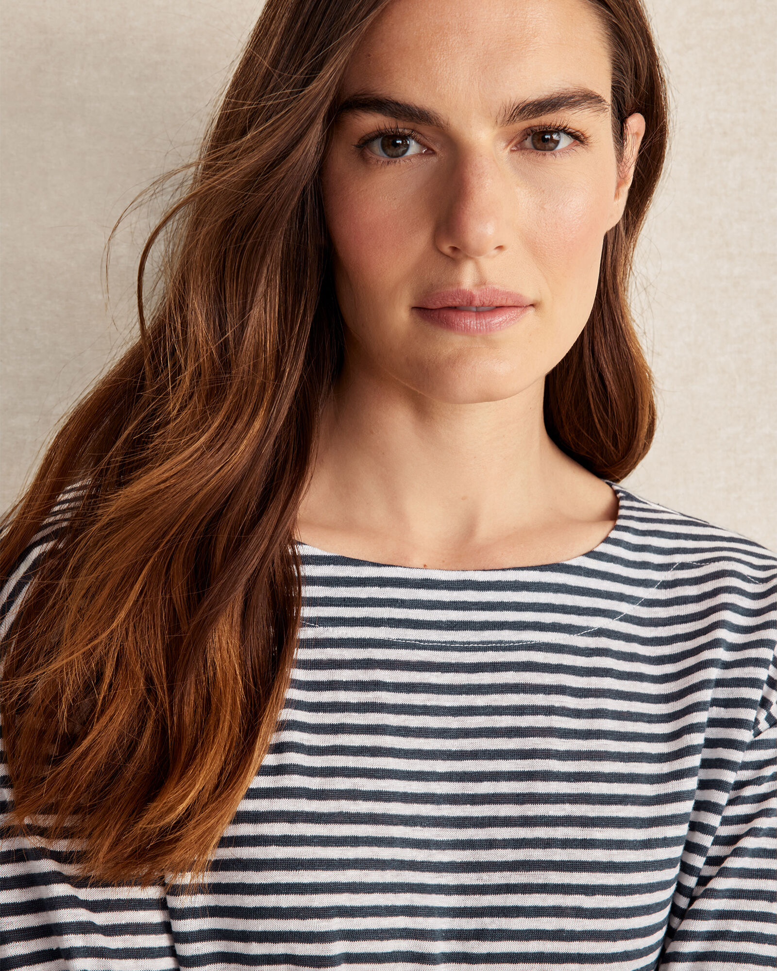 Linen Jersey Striped Boatneck Tee