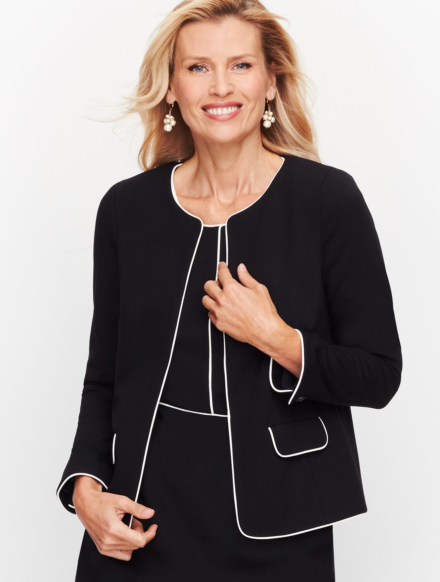 Italian Luxe Knit Tipped Jacket | Talbots