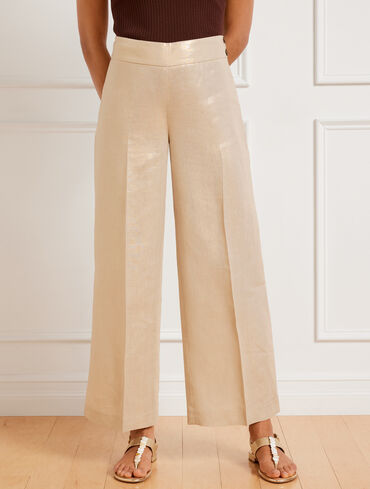 Classic Linen Wide Crop Pants - Foil