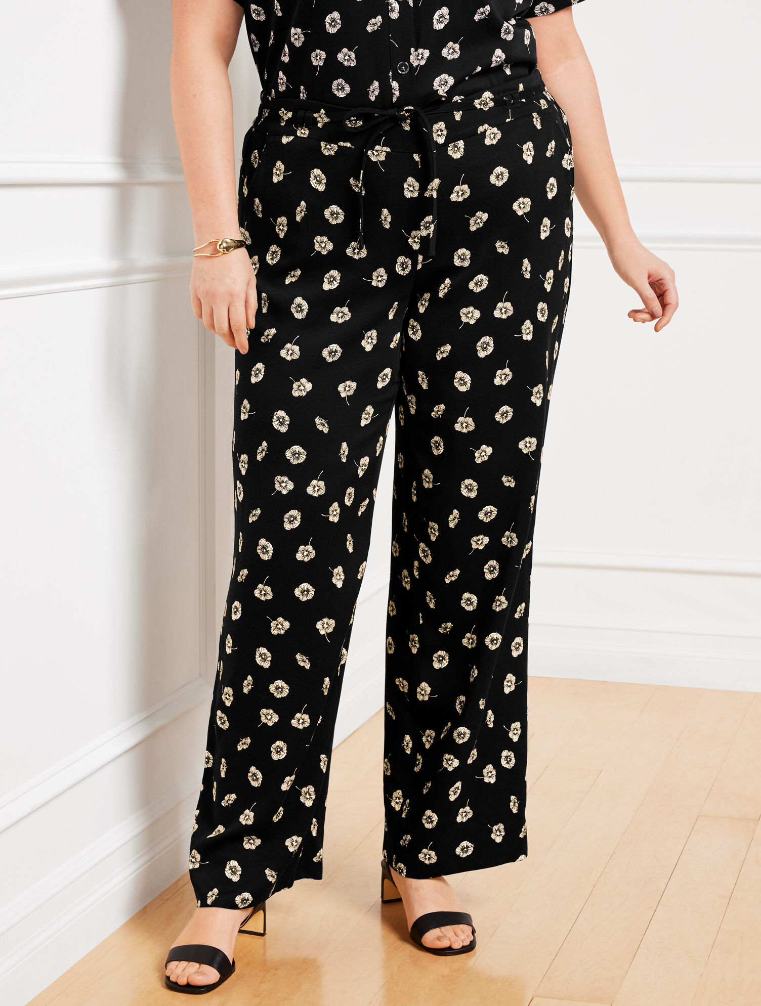 Wide Leg Pull-On Pants - Deco Flowers | Talbots