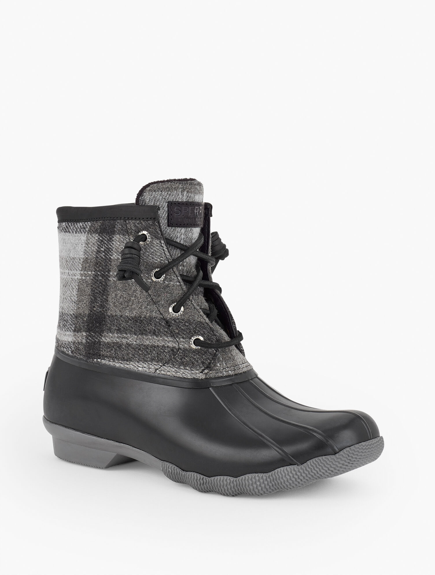 sperry duck boots grey and black