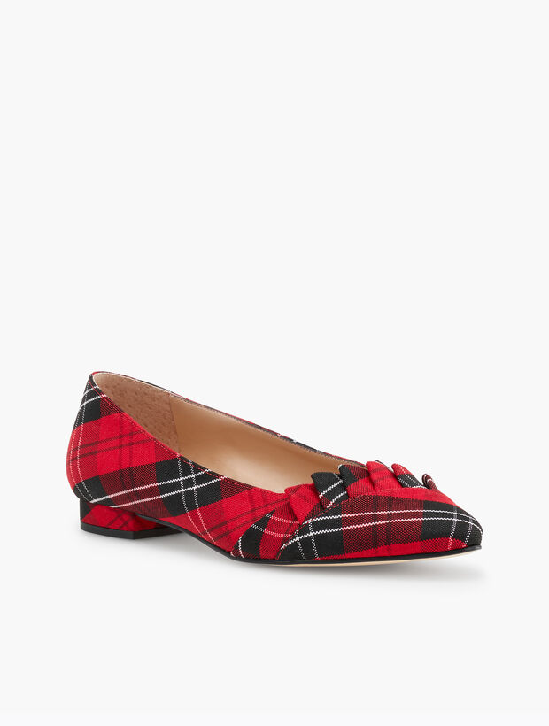 Edison Pleated Flats - Plaid