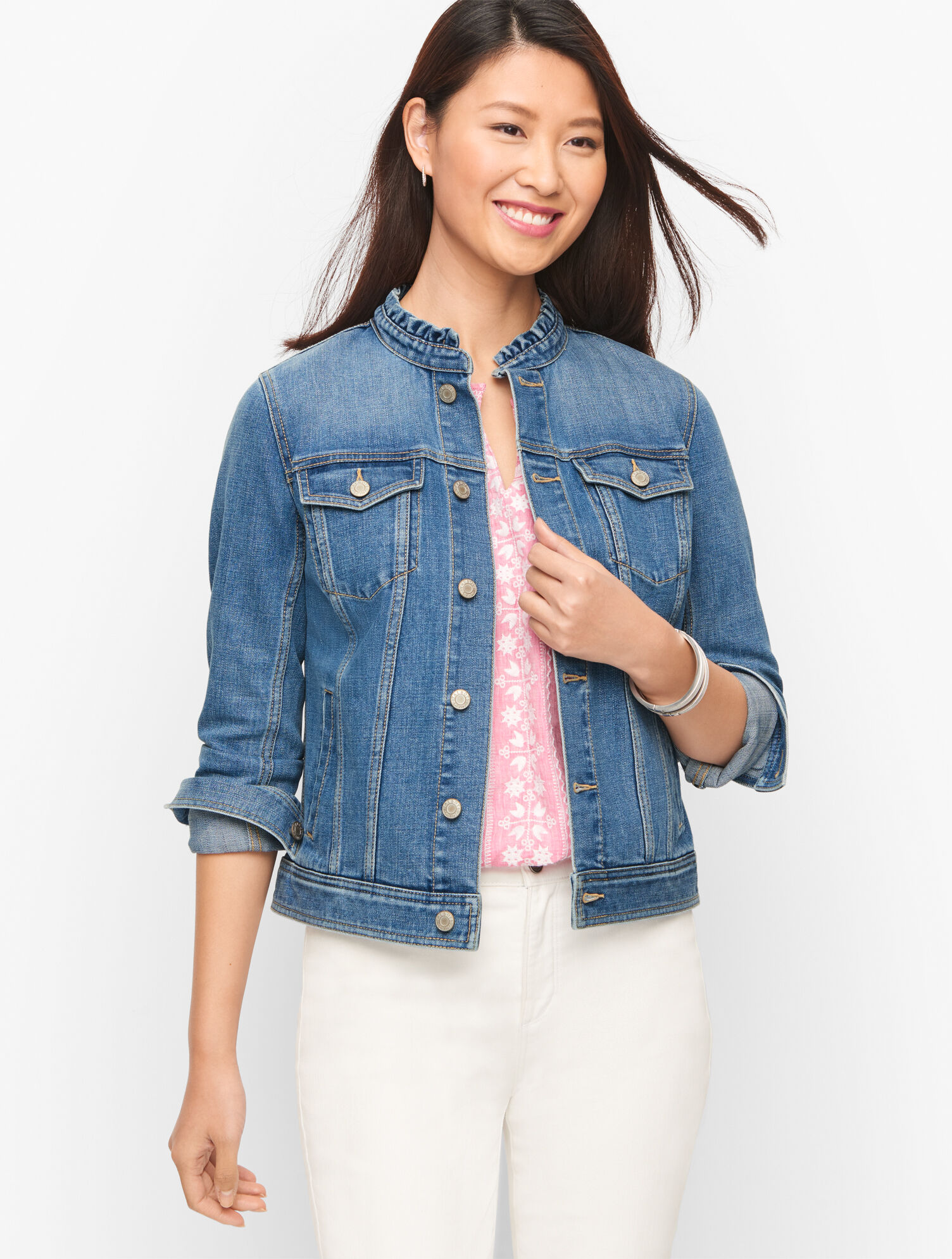 Ruffle Denim Jacket - Johanna Wash | Talbots Ruffle Denim Jacket - Johanna Wash | Talbots