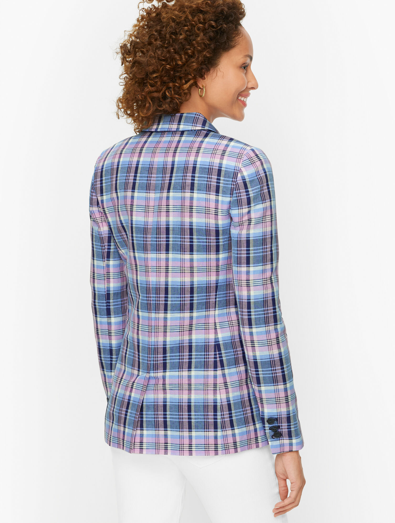 Classic Linen Blazer - Plaid
