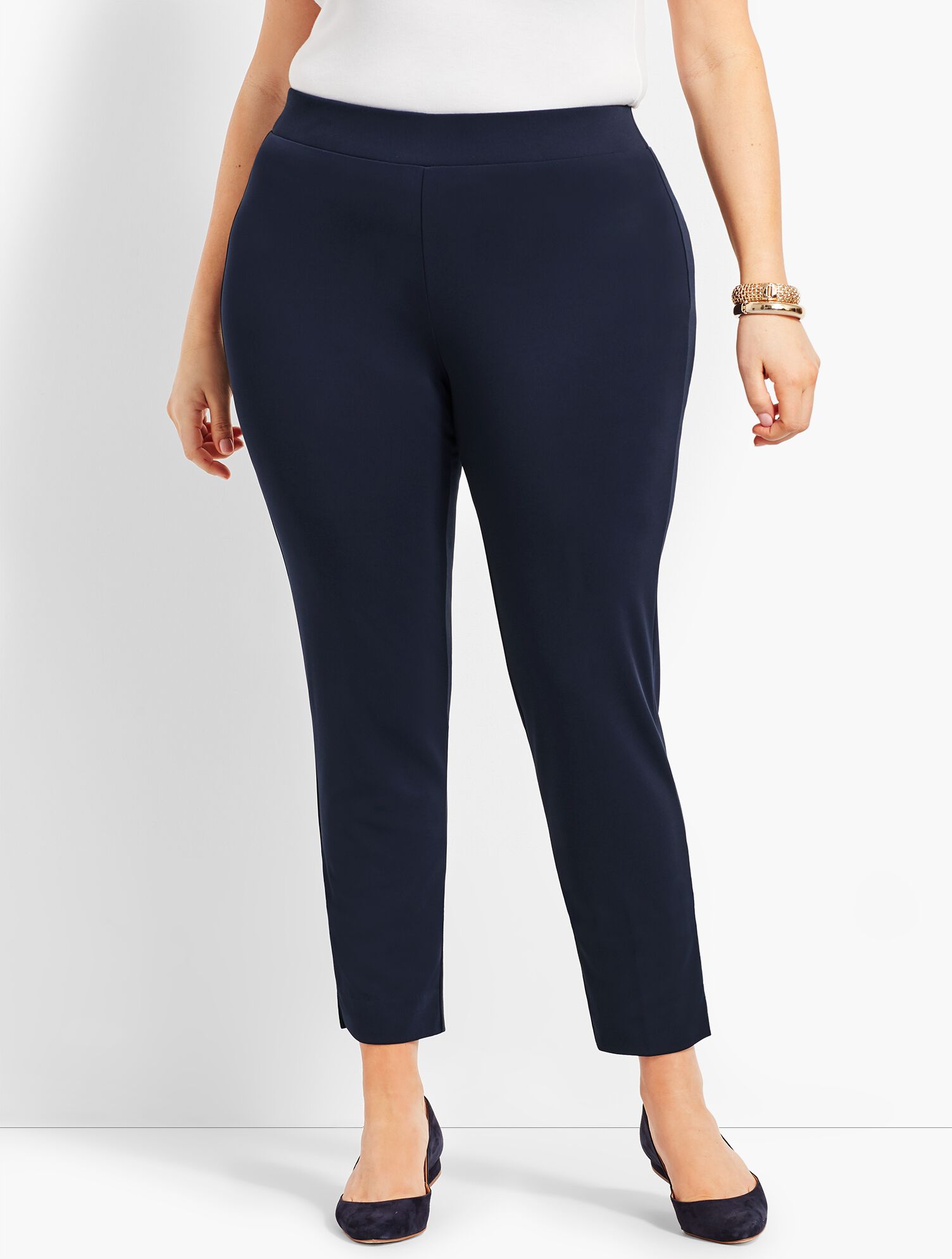 Plus Size Knit Jersey Pull-On Ankle Pant