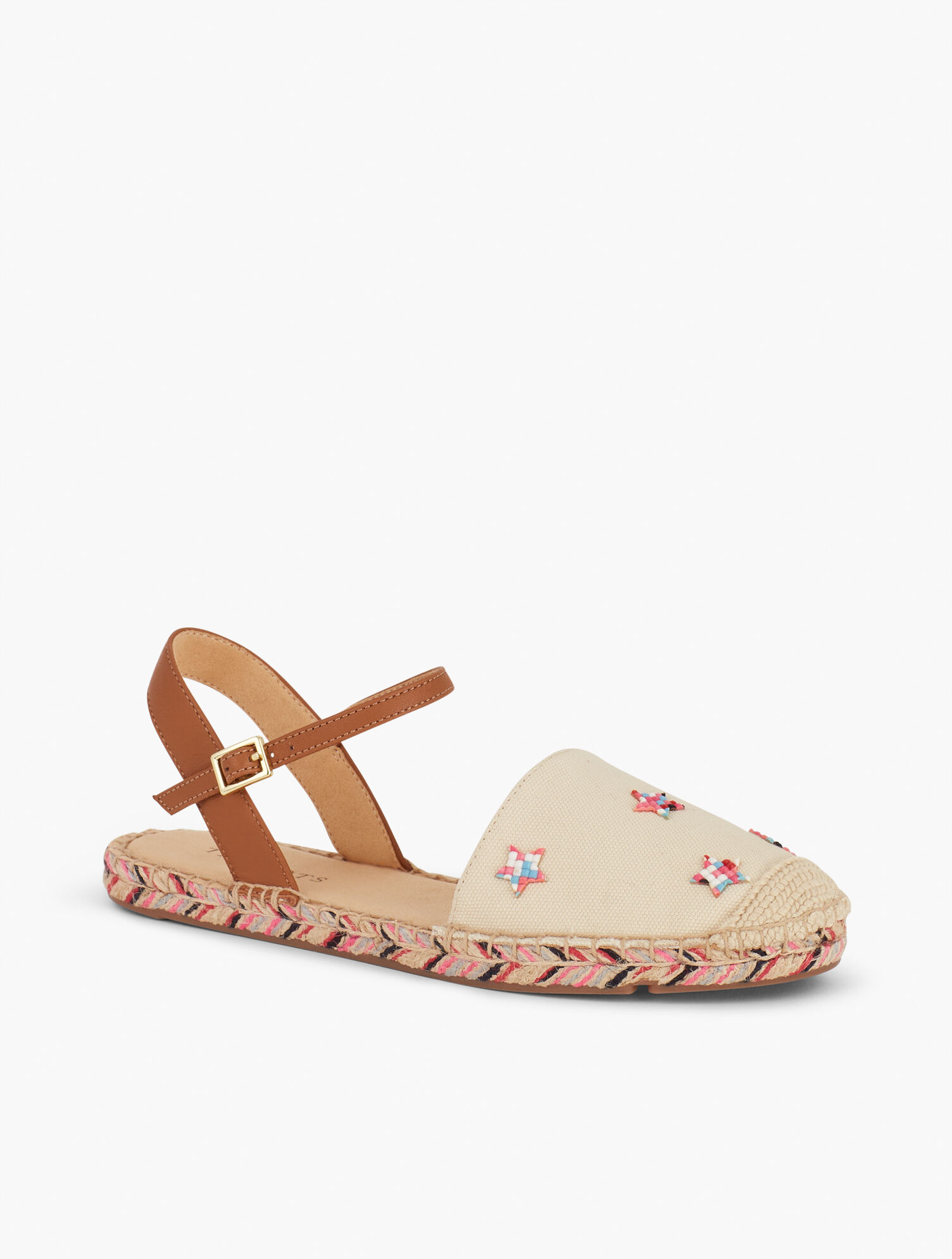Izzy D'Orsay Embroidered Canvas Espadrille Sandals | Talbots